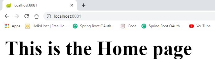 Spring Boot application Home page