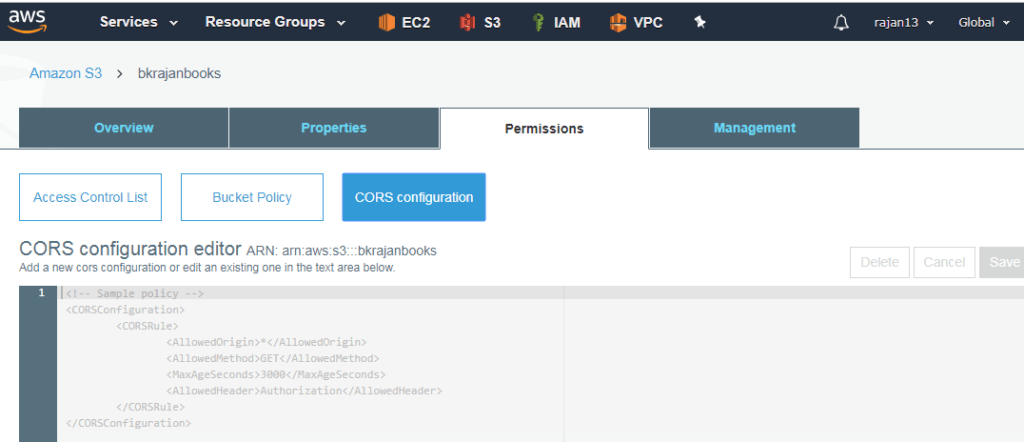 CORS in AWS