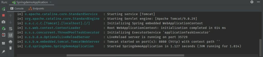 Spring boot log console